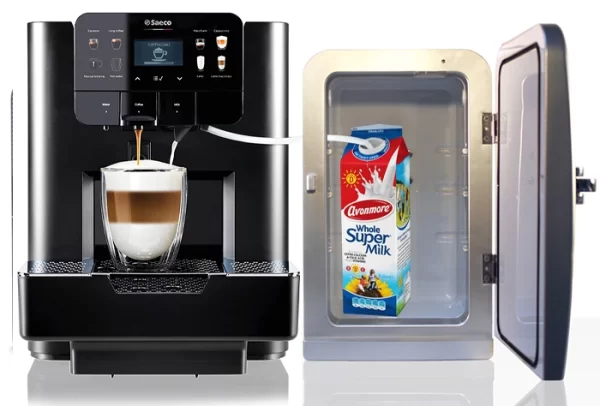 coffee machine with mini milk fridges